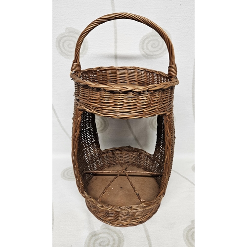 395 - A lovely Wicker Basket with tray top 66 cm 
x 35 cm approx.