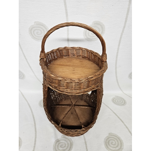 395 - A lovely Wicker Basket with tray top 66 cm 
x 35 cm approx.