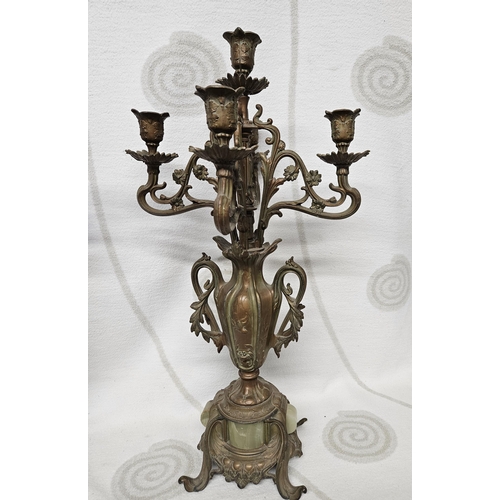 697 - A Fabulous pair of 19th early 20th Century Art Nouveau Metal and Onyx four branch Candelabra.
H 59.