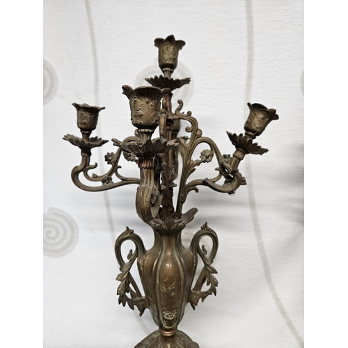 697 - A Fabulous pair of 19th early 20th Century Art Nouveau Metal and Onyx four branch Candelabra.
H 59.