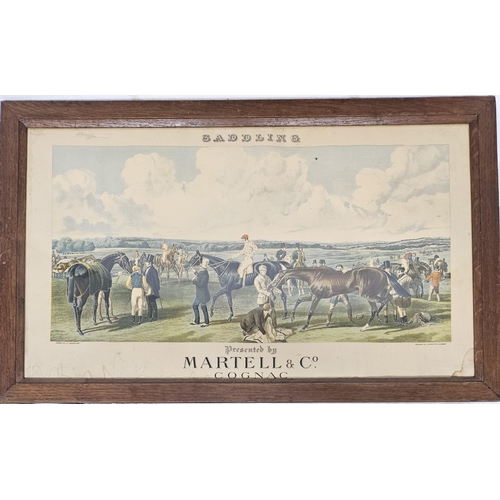 703 - A good original Martel & Co Cognac coloured advertising Print 'Saddling' after a painting by J F Her... 