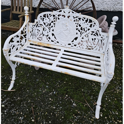 708 - A good Cast Iron Bench with pierced outline.