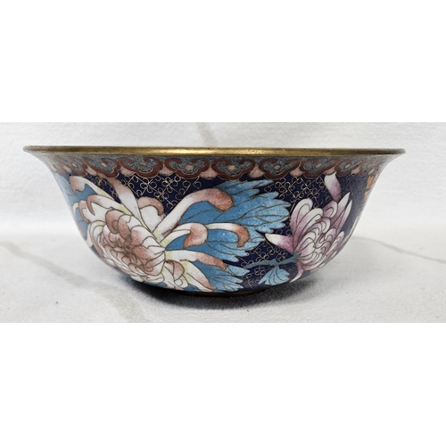 155 - A really good Blue ground Cloisonne Centre Bowl 23 cm approx.