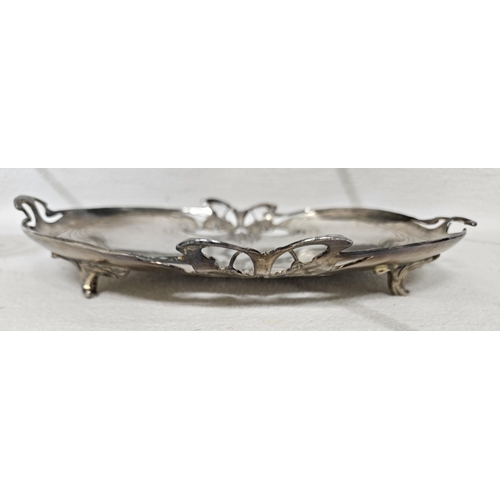 42 - A lovely Silver plate Art Nouveau centre Dish on splayed legs. 30 x 22 cm approx.