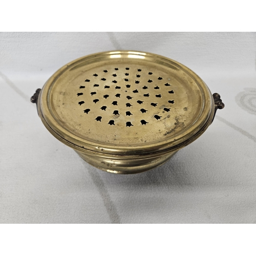 56 - A nice 19th Century Brass Warming Tray with pierced top. 25 cm approx.