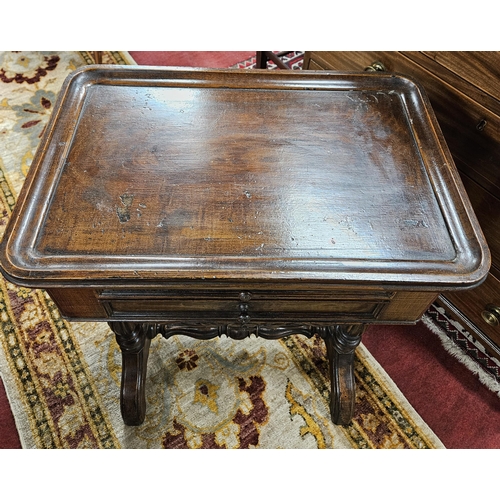 65 - A unusual 19th Century Walnut and grained twin drawer work Table with stretcher base.
65 x 36 x 59 c... 