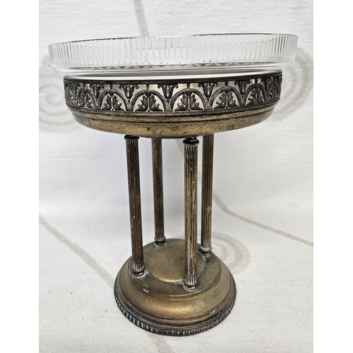 66 - An early 20th Century pillared centre Piece with glass bowl top. 27 x 22 cm approx.