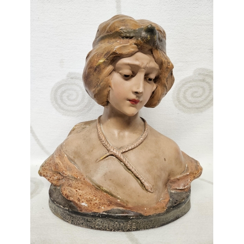 69 - A 19th Century head and shoulders Bust of a beautiful woman 'Salomee'. stamped Nardi Editeur