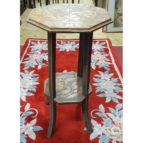 251 - A good nest of three Mahogany and inlaid Tables along with a carved side Table.
W 49 x D 34 x H 60 c... 