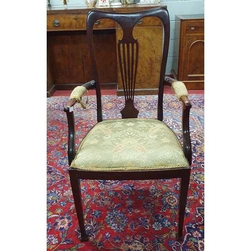 783 - An Edwardian Mahogany Armchair along with a Mahogany Lamp Table. W 53 x SH 45 x BH 98, D 38 x H 69 c... 