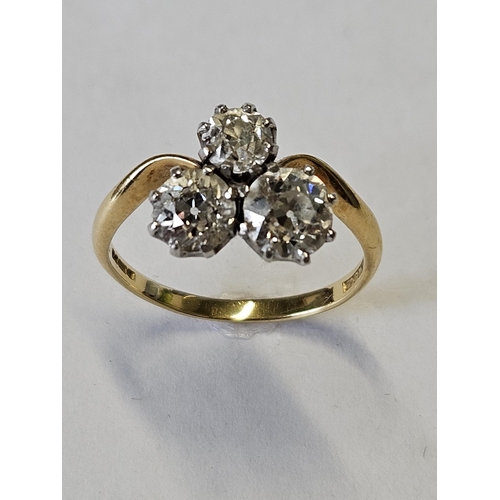 297A - A Magnificent 18ct Gold and Diamond three stone Ring with fantastic colour and clarity, approx Diamo... 