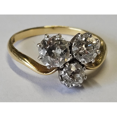 297A - A Magnificent 18ct Gold and Diamond three stone Ring with fantastic colour and clarity, approx Diamo... 