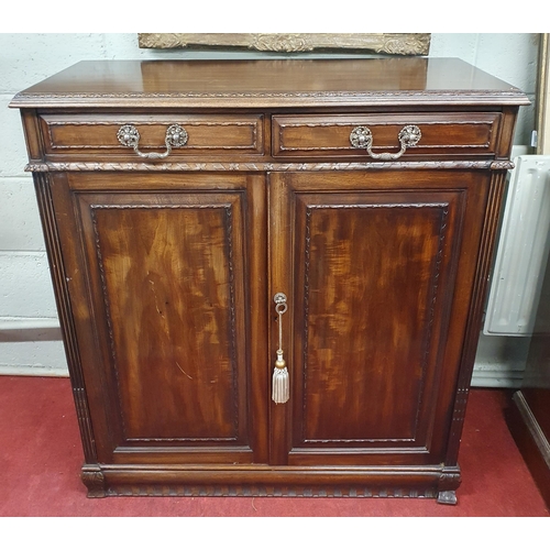 895 - Of Superb quality. A 19th Century Mahogany Side Cabinet of neat proportions with twin frieze drawers... 