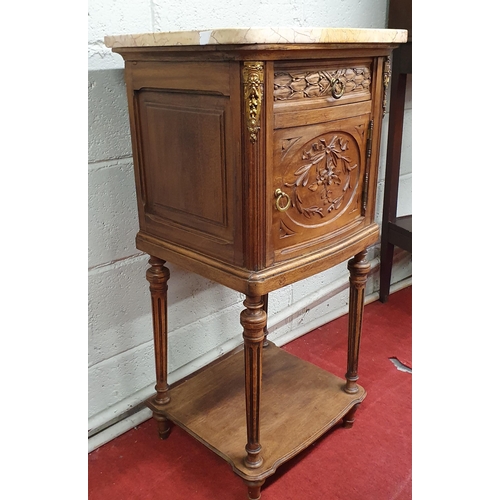 186 - A good 20th Century Continental Mahogany Cabinet with single door and single frieze drawer with ormo... 