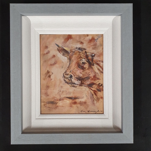 1011 - Con Campbell (Irish) oil on Board 'Who is That' signed LR. Frame size 40 x 35 cms approx.