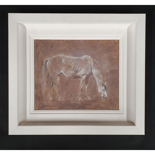 1016 - Con Campbell (Irish) oil on Board 'Mare Grazing' signed LR. Frame size 45 x 40 cm approx.