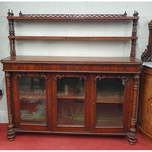 1009 - A really good 19th Century Walnut three door glazed side Cabinet with gallery back.