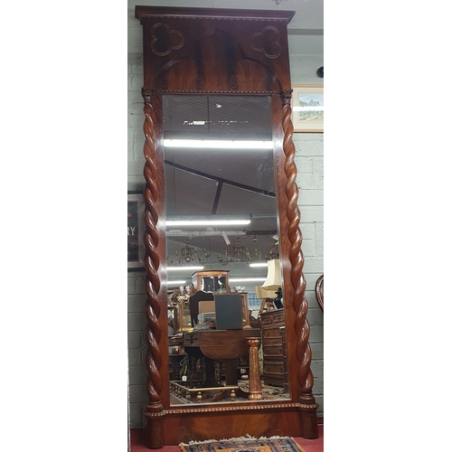 80 - Of Superb quality. A magnificent 19th Century Mahogany Hall Mirror with barley twist pillared outlin... 