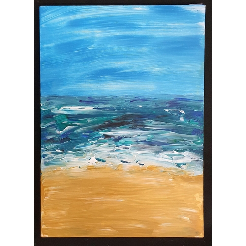 556A - An Abstract Acrylic on Canvas of a Seascape. Signed verso Clare Hassett. H 42 x 30 cm approx.