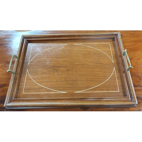 701 - An Edwardian Mahogany and Inlaid rectangular Tray with brass lifting handles. 
W 52 x D 36 cm approx... 