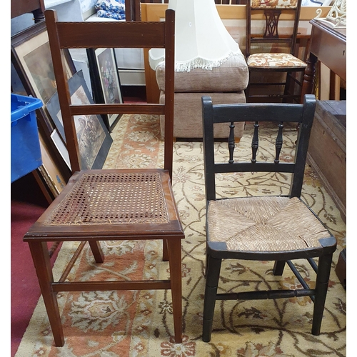 1463 - An Edwardian Mahogany side Chair along with another and three child's Chairs. W 45 x SH 36 x BH 88 c... 