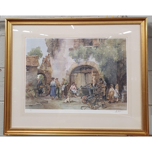 7 - A very large artists Proof after Sturgeon in a good gilt frame. 77 x 94 cm approx.