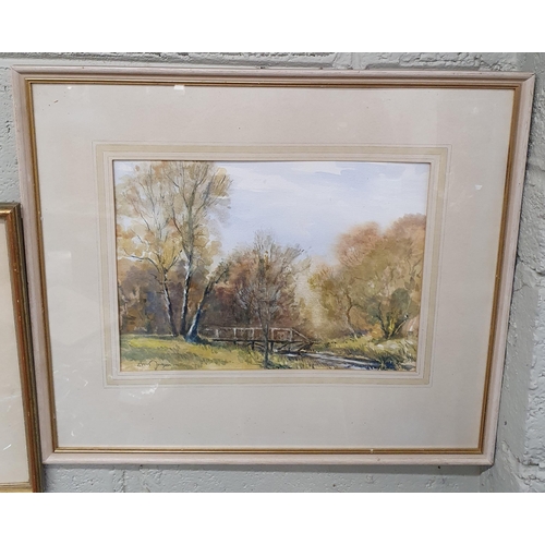 10 - A 20th Century Watercolour of a river with bridge, indistinctly signed LL. 27 x 37 cm approx.