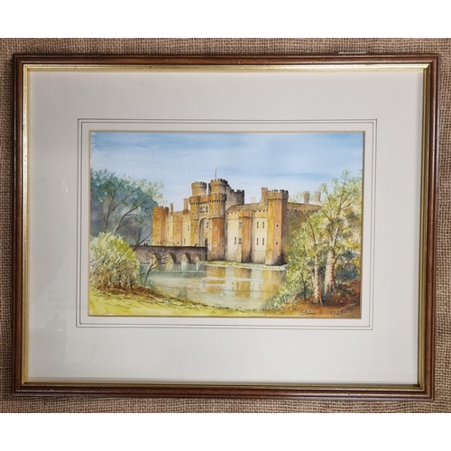 53 - A 20th Century Watercolour of a Herstmonceaux Castle in East Sussex in summer, signed Caroline Fleet... 