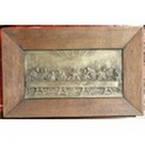 404 - A Brass Plaque if The Last Supper in an original Oak Frame. H 28 x 45 cm approx.  Sold for Charity/S... 