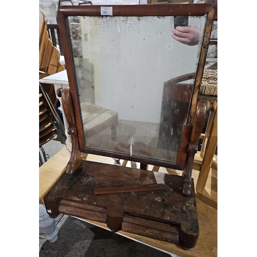 569 - A really good Regency Mahogany crutch Mirror. Held in Old Workshop.