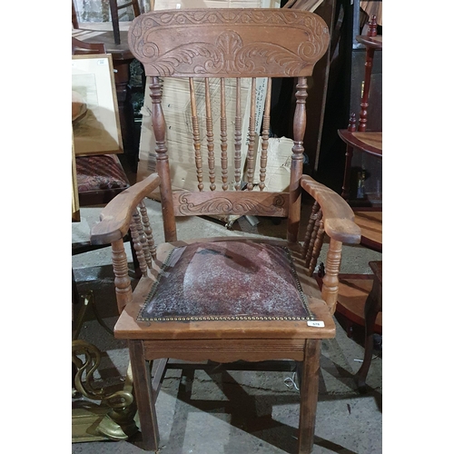 576 - An Oak Armchair. Held in Old Workshop.