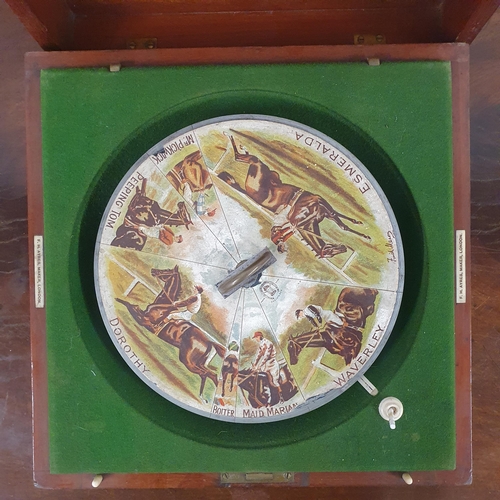 289 - F H Ayres Sandown. A Mahogany cased racing Game c1890 - 1900. 31 x 31 x  H 11 cm approx.