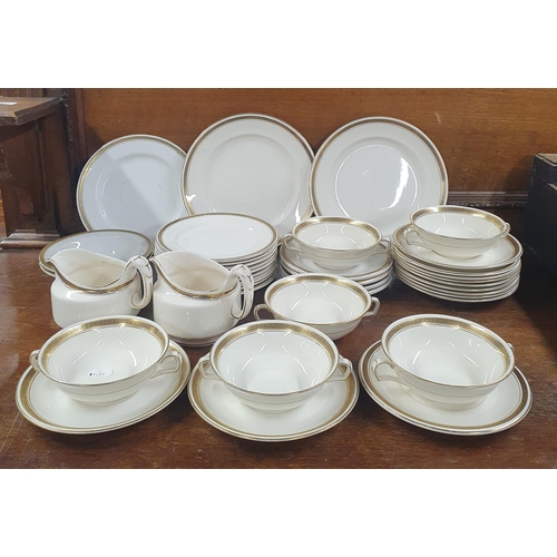 619 - A quantity of 19th Century and later Dinnerware with gold banding.