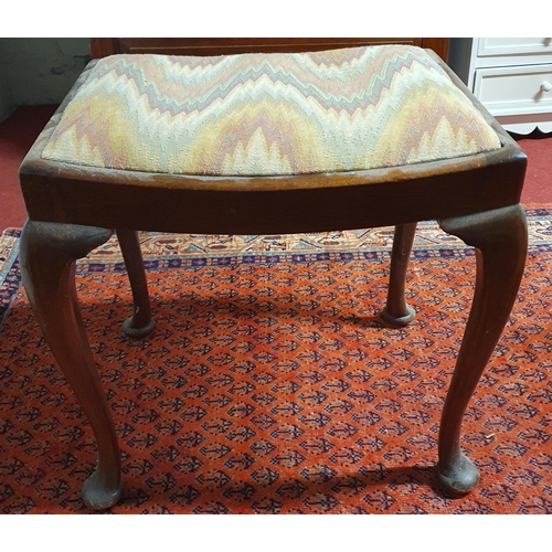 18 - An Edwardian and Inlaid Carver along with an Early 20th Century Mahogany Stool. W 52 x SH 41 x BH 91... 