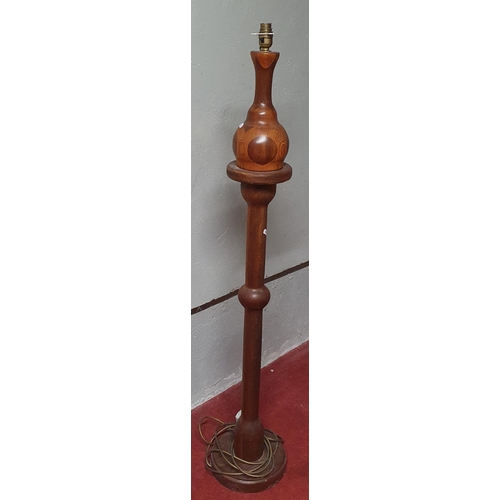 28 - An unusual 20th Century pitch Pine standard Lamp along with a painted stool. H 120, 43 x 33 x H 45 c... 