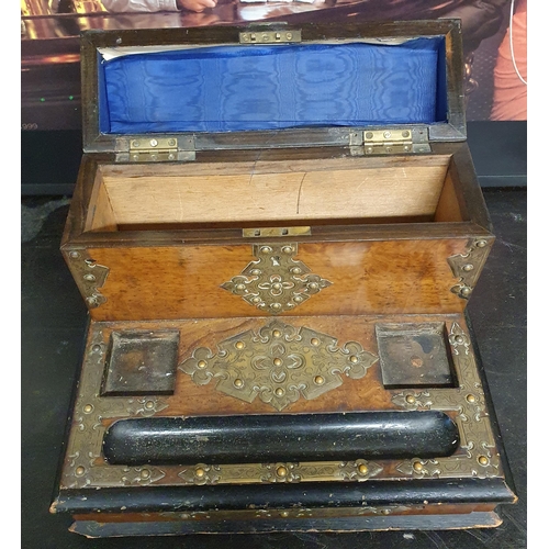 41 - A 19th Century table top Campaign Desk Cabinet with brass mounts. W 33 x H 24 cm approx.