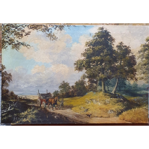 202 - A 20th Century Oil On Canvas after GL. Wright signed LL. (Damage to the canvas) 
51 x 76 cm approx.