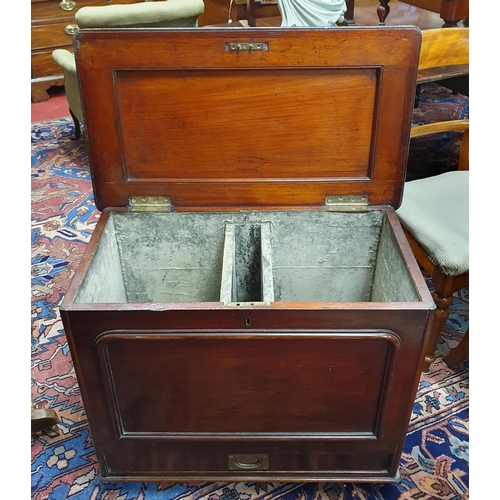 294 - A 19th Century sarcophagus shaped Military Campaign Wine Cooler with fitted leaded interior and flus... 