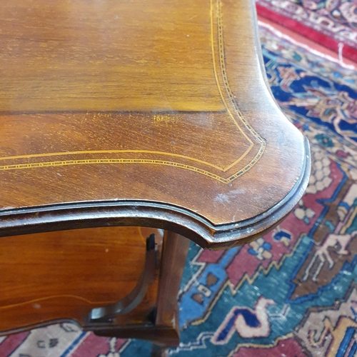 361 - An Edwardian Mahogany and Inlaid two tier Table on cabriole supports. W 55 x H 69 cm approx.