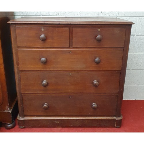 185 - A Victorian Mahogany Chest Of Drawers with two short over three long. 113 x 52 x H 114 cm approx.