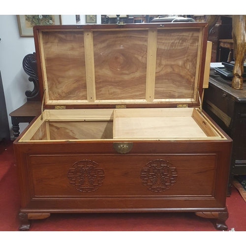 388 - A good Oriental Hardwood Blanket Chest with brass lock. 116 x 59 x H 62 cm approx.