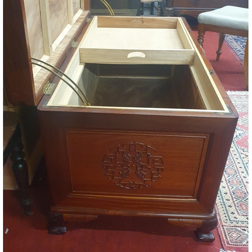 388 - A good Oriental Hardwood Blanket Chest with brass lock. 116 x 59 x H 62 cm approx.