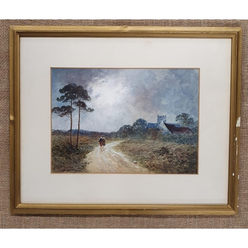 420 - H. Gordon (20th century, British) - Gouache - Nocturne scene, signed lower left, mounted, framed und... 