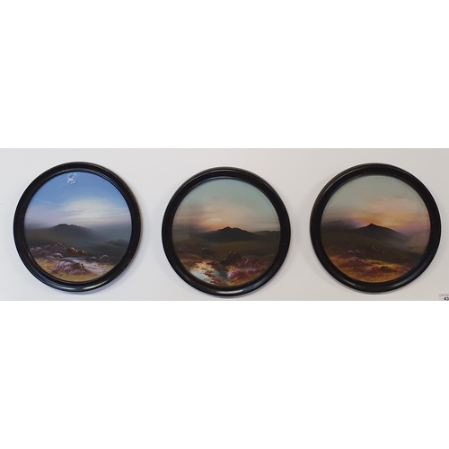 434 - A set of three 19th Century Watercolours of moorland scenes in ebonised frames. Signed Frank Holmes.... 