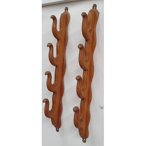 561 - A good pair of wall mounted Hat Racks.
82 cm approx.