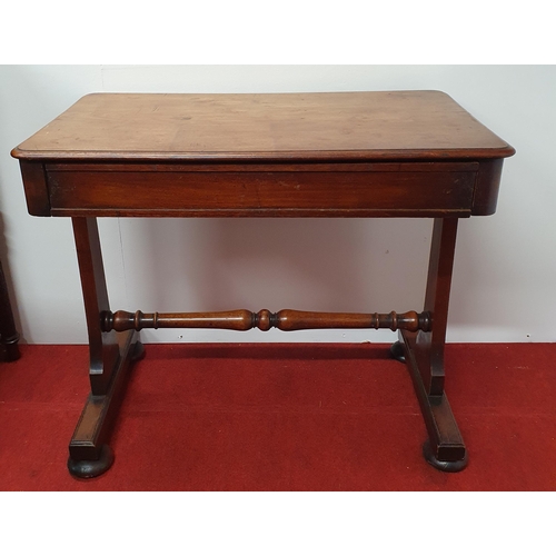 564 - A 19th Century Mahogany single frieze drawer side Table with stretcher base. 86 x 49 x H 73 cm appro... 