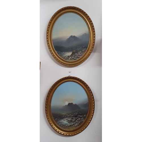 581 - A Pair of 19th Century Oval Watercolours of Moorland scenes by F Holmes, in good original frames, bo... 