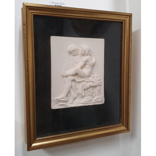 582 - A good framed Parian Ware Plaque.
27 x 23 cm approx.