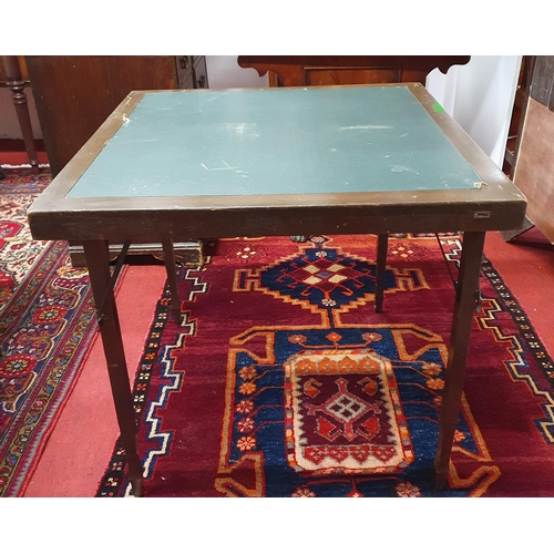 602 - A good late 19th/early 20th Century fold up Card Table with baized top. W 77 x H 70 cm approx.