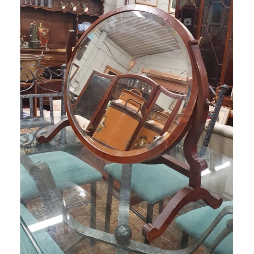 543 - An Edwardian Mahogany Crutch Mirror of large proportions. W 80 x H 58 cm approx.